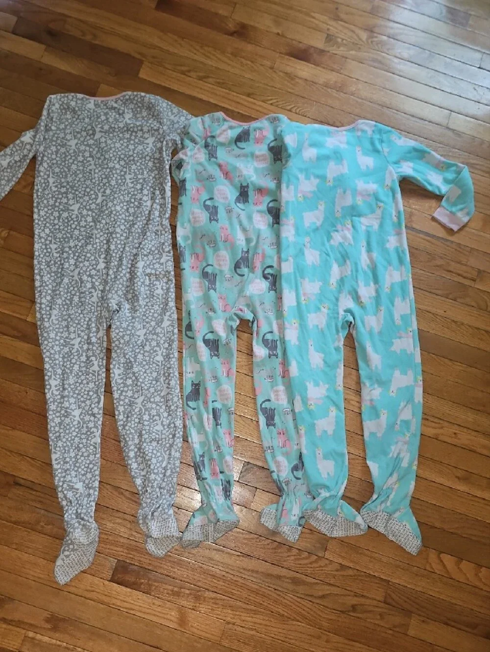 Carter's Girls' Footies One-Piece Pajamas Size 10 Llama, Cats & Ballerina Prints